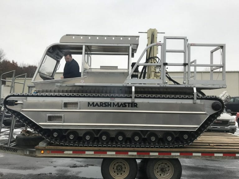 Marsh Master amphibious track rig for wetland drilling